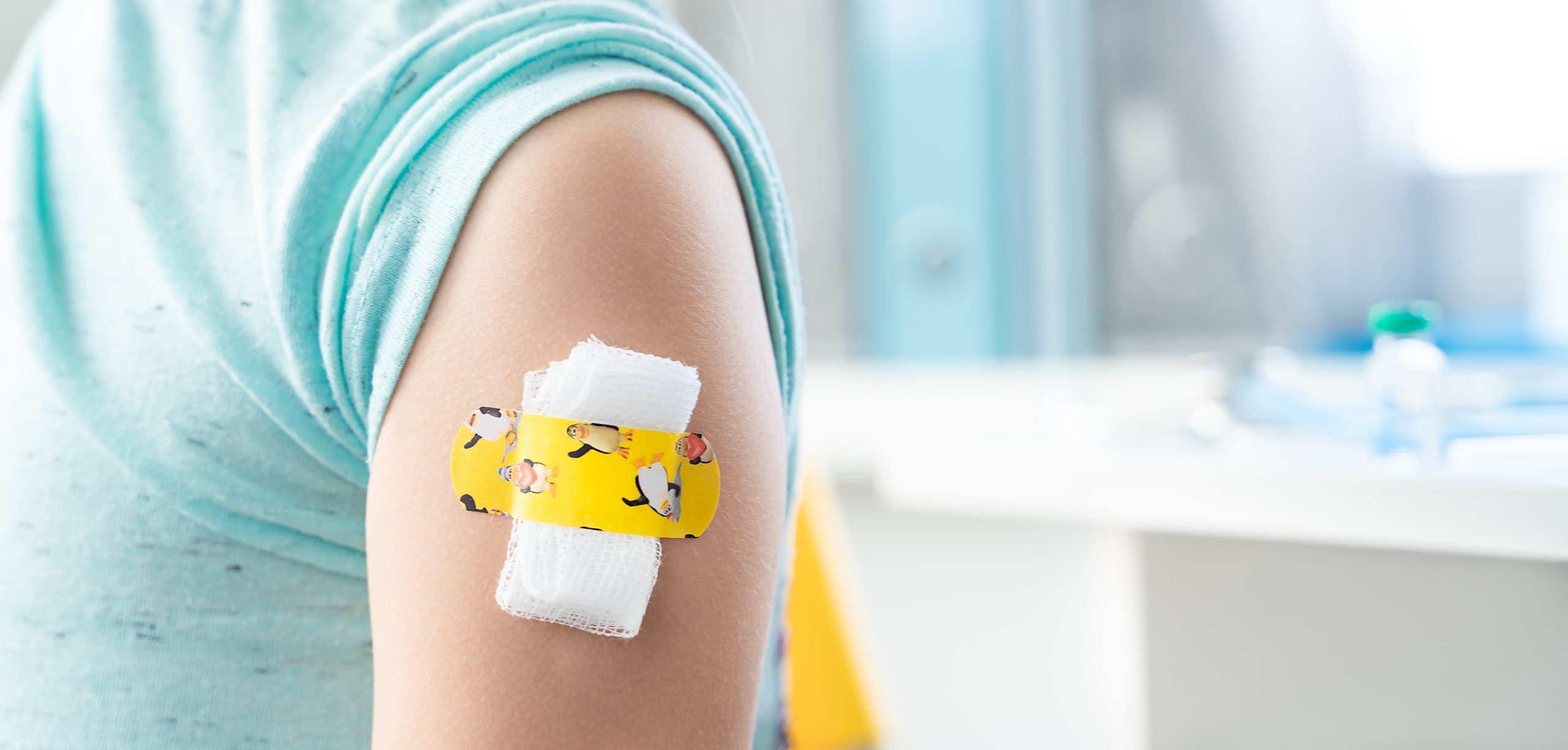 Vaccination,Of,Little,Girl,In,Doctor's,Office.kids,Funny,Adhesive,Plaster,gauze