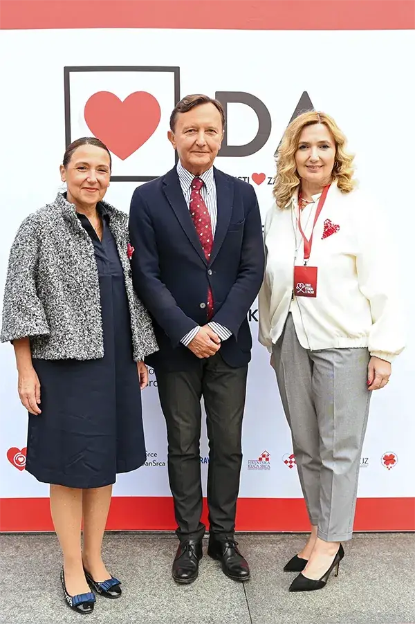 Ministrica zdravstva Irena Hrstić, akademik Davor Miličić i dr. Ivana Portolan Pajić na Svjetskom danu srca 2025.; koncept bolesti srca i krvnih žila
