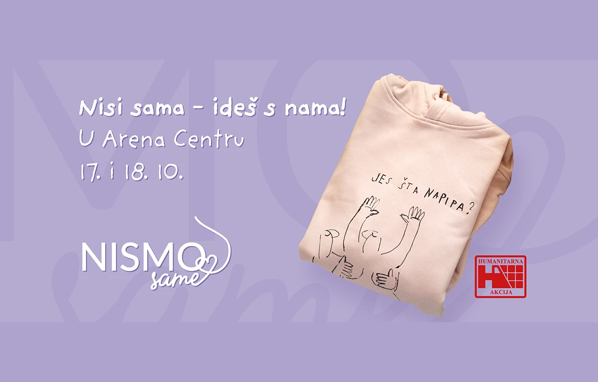 nisi-sama-ides-s-nama-Arena-akcija Vizual Nismo same Arena Centar humanitarna akcija za projekt taksi prijevoza žena.