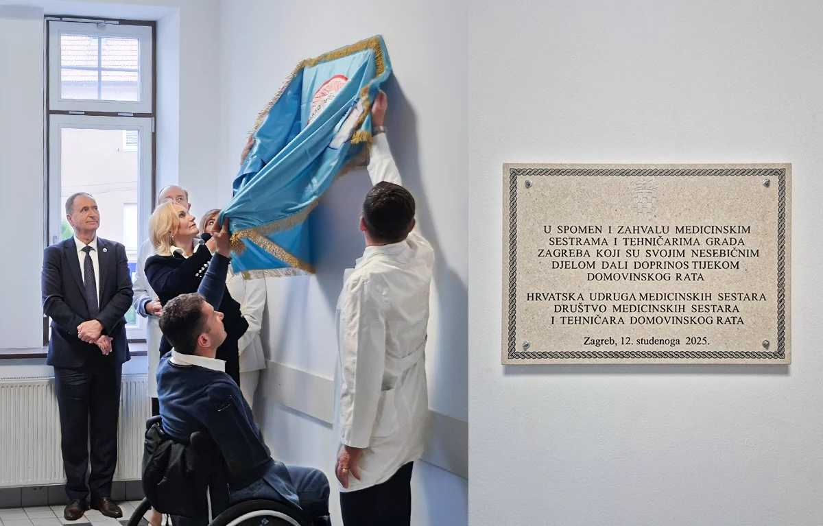 Sv-Duh-spomen-ploca-branitelji Otkrivanje spomen-ploče zagrebačkim sestrama i tehničarima za njihov doprinos u Domovinskom ratu u Kliničkoj bolnici Sveti Duh; simpozij na temu koordinator za hrvatske branitelje