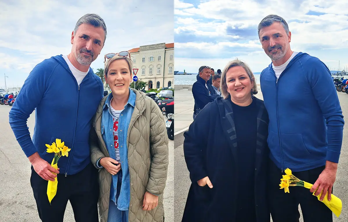 Članice Udruge Caspera s Goranom Ivaniševićem na Danu narcisa u Splitu 2026. godine, na Rivi