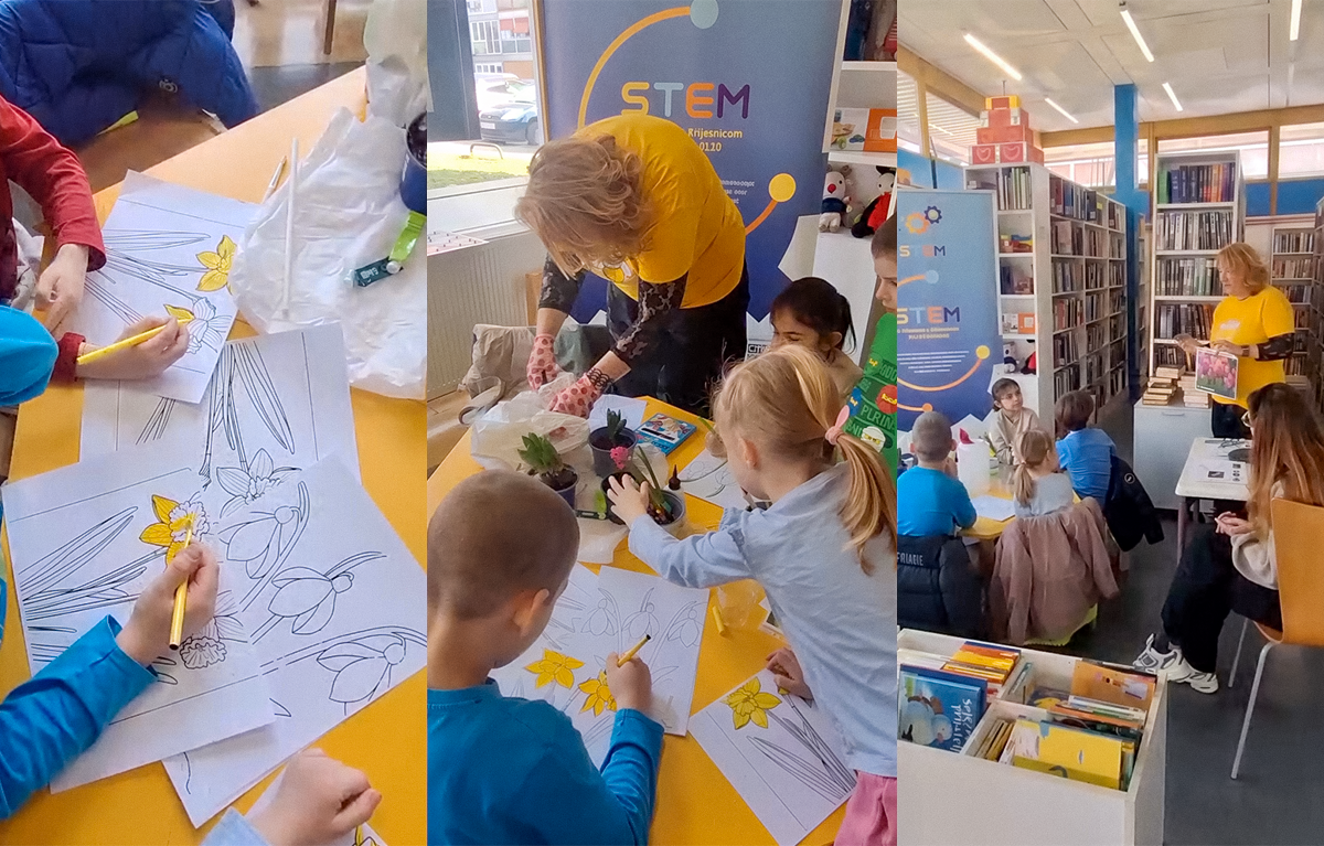 Krijesnica-radionica-Prirodni-laboratorij STEM za djecu, u prostoru Knjižnice Zapruđe održana prva proljetna radionica "Prirodni laboratorij" Udruge Krijesnica