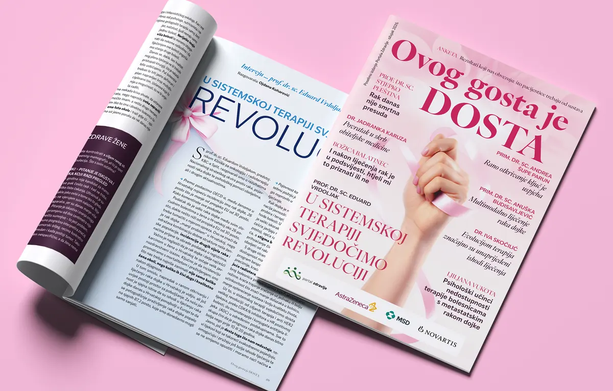 Prikaz besplatnog posebnog izdanja Ovog gosta je DOSTA 2026., izdavač Portal Zdravlje, tema rak dojke i liječenje raka dojke u Hrvatskoj